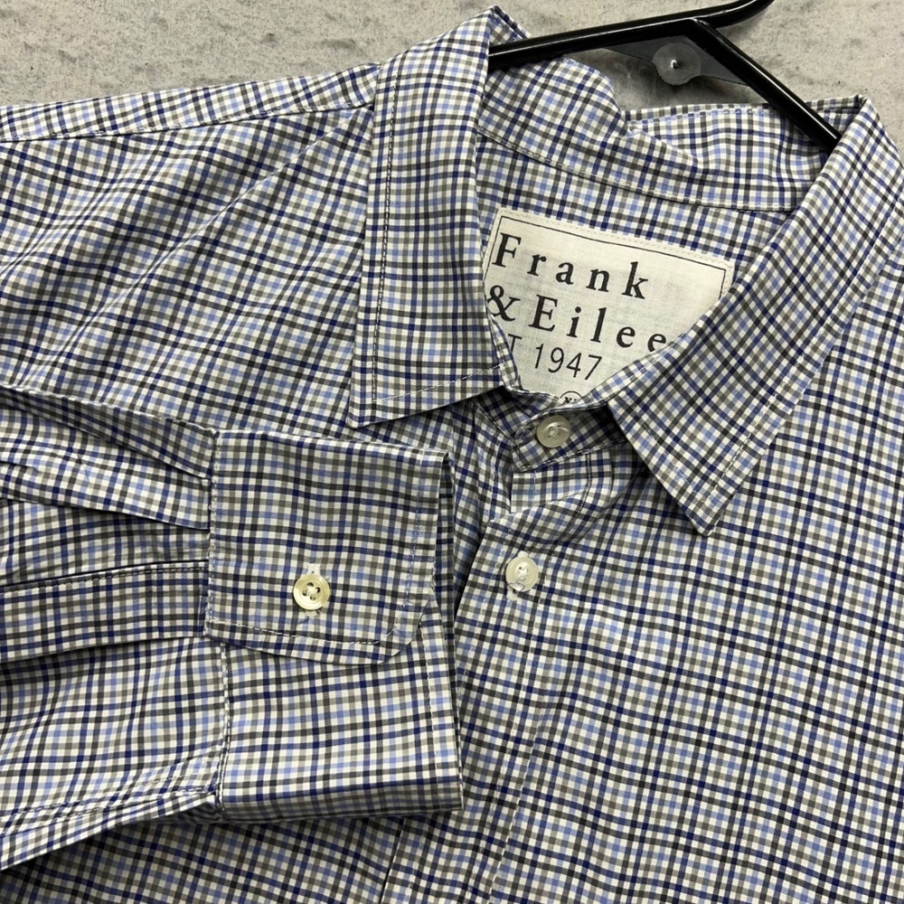 Frank & Eileen Mens XL Blue Plaid Check Button Up Shirt Long Sleeve Paul USA